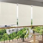 Woltu Au&szlig;enrollo Senkrechtmarkise Balkonmarkise Outdoorrollo Beige 140x240 Cm