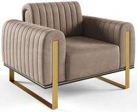 Selsey Parissa - Sessel, Samt Beige Goldene F&uuml;&szlig;e, 106 Cm