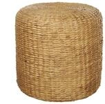Pouf Naturfarben Wasserhyazinthe ⌀ 40 Cm Rund Handgefertigt Geflochten Im Boho Stil