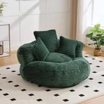 Sitzsack Mit 3 Kissen, Chenille, Hoher R&uuml;cken, F&uuml;r Erwachsene & Kinder, Gr&uuml;n