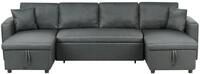 Beliani - Sofa Dunkelgrau Polsterbezug U-f&ouml;rmig Zeitgen&ouml;ssisch Zierkissen