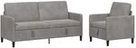 Sofa Set Mit Stauraum 2 Stk. Hellgrau Polyester Vidaxl