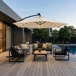 Woltu Sonnenschirm 300 Cm, Terrassenschirm Mit Solar-led-beleuchtung,