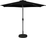 Vidaxl Garden Parasol With Led Lights And Base 3 X 3 M Polyester Black
