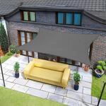 Rechteckiges Sonnensegel 2x3m Wasserdicht Uv-schutz 95% Anthrazit F&uuml;r Garten &