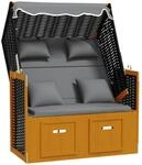 Strandkorb Mit Kissen Poly Rattan Massivholz Schwarz Anthrazit Vidaxl