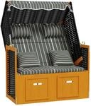 Strandkorb Mit Kissen Poly Rattan & Massivholz Schwarz & Grau Vidaxl