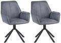 Esszimmerstuhl 2er Set Drehbar Warner Kunstwildleder Grau