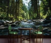 Fototapete Wald Fluss Landschaft, F&uuml;r Wohnzimmer Und Schlafzimmer, 250 X 175 Cm &ndash;