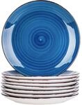 8er Set Speiseteller Steingut Marokko Stil Handbemalt 27cm Dunkelblau