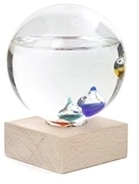 Galileo Thermometer Kikkerland Glas Holz 12x15,8 Cm