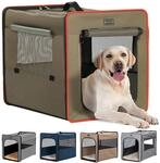 Faltbare Hundebox L Mit Pl&uuml;schmatte, 79x53.5x66cm, Braun