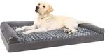 Orthop&auml;disches Hundebett L 91x68cm, Grau, Mit 3 Erh&ouml;hten R&auml;ndern, Waschbarer...