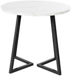 Runder Esstisch 80cm Marmoroptik Mit Metallgestell Wei&szlig;/schwarz