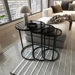 [en.casa] - Satztisch Kyyj&auml;rvi Im 3er Set Schwarz/transparent 80989389