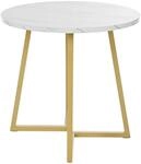Runder Esstisch 80cm Marmoroptik Wei&szlig;/gold Metallgestell