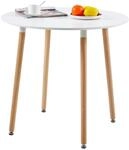 Runder Esstisch 80cm Wei&szlig;, Skandinavischer K&uuml;chentisch Mit Holzbeinen F&uuml;r 4