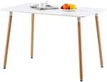 Esstisch Rechteckig Wei&szlig; Mdf Mit Buchenholzbeinen 110x70cm F&uuml;r 4-6 Personen