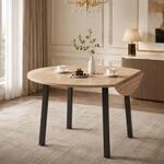 Klappbarer Runder Esstisch 100 X 100 Cm F&uuml;r 2-4 Personen, Metallbeine, Eiche, Mdf