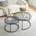 [en.casa] - Satztisch Kokkola 2er Set Rauchglas