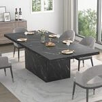 Esstisch Marmoroptik F&uuml;r 6-8 Personen, Rechteckig, 180x80cm, Schwarz