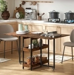 Brauner Klappbarer Esstisch F&uuml;r 2&ndash;4 Personen, 2 Ablagen, 133,4 X 80 X 75 Cm