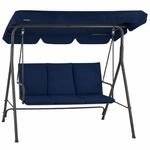 Hinhocker Hollywoodschaukel 3-sitzer Mit Sonnendach Dunkelblau, Bis 250 Kg...