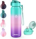 Edelstahl Trinkflasche 500ml Mit Strohhalm, Doppelwandig, Auslaufsicher,...