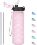 Kinder Trinkflasche 500ml Mit Strohhalm, Zeitmarkierungen, Bpa-frei, Auslaufsicher,