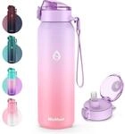 Edelstahl Trinkflasche 500ml Mit Strohhalm, Doppelwandig, Auslaufsicher, Mit