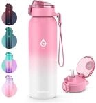 Edelstahl Trinkflasche 700ml Mit Strohhalm, Doppelwandig, Auslaufsicher,...
