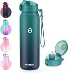 Edelstahl Trinkflasche 700ml Mit Strohhalm, Doppelwandig, Auslaufsicher, Blau