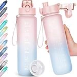 Trinkflasche 1l Bpa-frei Mit Zeitmarkierung, Auslaufsicher, Sportflasche Mit...