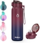Edelstahl Trinkflasche 500ml Mit Strohhalm, Doppelwandig, Auslaufsicher, Mit