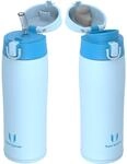 Edelstahl Thermosflasche 350-950ml Bpa-frei Mit 2 Deckeln, Auslaufsicher, Hellblau
