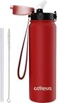 Edelstahl Thermosflasche 1l Mit Strohhalm, Auslaufsicher, Bpa-frei, Rot
