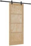 Vidaxl Sliding Door Natural And Black 86 X 211 Cm Solid Pine Wood