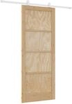 Schiebet&uuml;r Nat&uuml;rlich Und Wei&szlig; 86 X 211 Cm Massives Kiefernholz Vidaxl