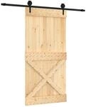 Schiebet&uuml;r Nat&uuml;rlich Und Schwarz 100 X 210 Cm Massivkiefer Vidaxl