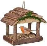 Relaxdays Vogelfutterhaus Holz, Zum Aufh&auml;ngen, Hbt: 19 X 22 X 16,5 Cm, Garten,