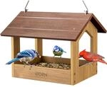 H&auml;ngende Vogelfutterstation Aus Wpc, Wetterfest, Pflegeleicht, Kaffeefarben