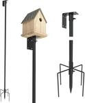 Vogelhaus-st&auml;nder 203 Cm Verstellbar Mit Erdspie&szlig; Und Montageplatte Schwarz