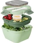 Salatbox 1700ml Mit Besteck, Auslaufsicher, 3 F&auml;cher, F&uuml;r Kinder & Erwachsene