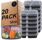 20er Pack Meal Prep Beh&auml;lter 2 F&auml;cher 32oz Bpa Frei Mikrowellenfest