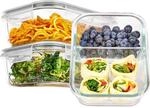 Vorratsdosen Glas 3er Set 975ml Mit 2 F&auml;chern, Luftdicht & Auslaufsicher