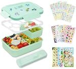 Brotdose Kinder Mit 6 F&auml;chern, 1300ml Auslaufsicher, Bento Box Mit Besteckset &
