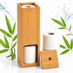 Relaxdays Toilettenpapier Aufbewahrung, 4 Rollen, Hxbxt: 46,4 X 14 X 14 Cm, Bambus,