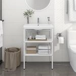 Badezimmer Waschtischgestell Wei&szlig; 59x38x83 Cm Eisen Vidaxl
