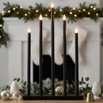 Led Tischlampe Weihnachtslicht Dekorationsleuchte 5-flammig Schwarz Holz H 64 Cm