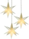 3d Weihnachtsstern 10 Cm 3er Set Mit Timer - Wei&szlig; - Deko Leuchtstern Batterie